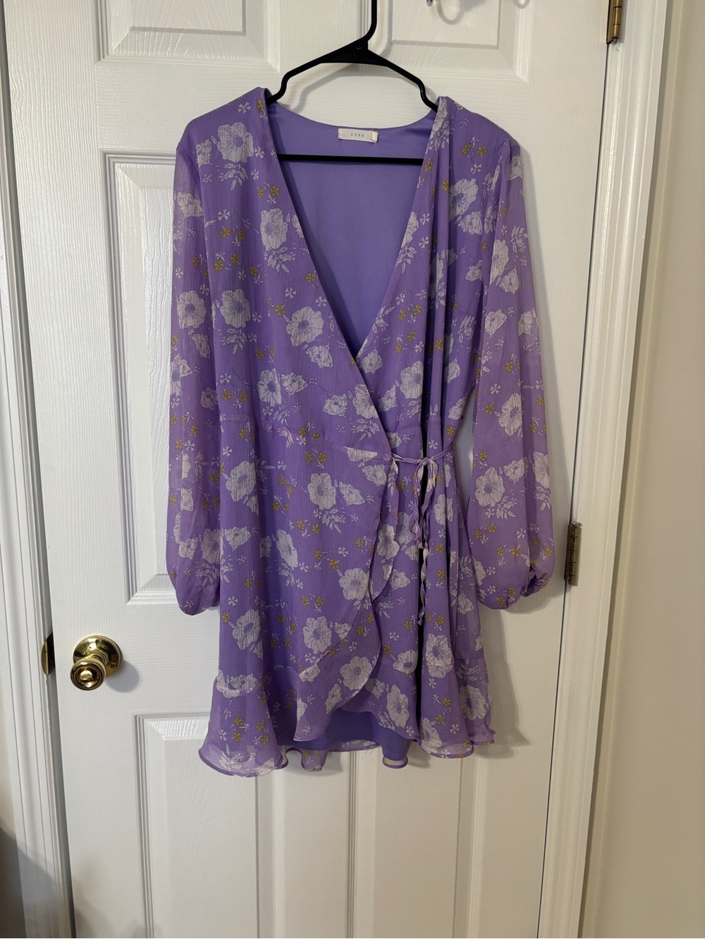 Lush Lavender Floral Wrap Mini Dress